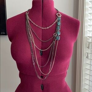 Green Statement multiple stranded Necklace